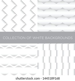 
Collection of seamless white backgrounds with abstract patterns