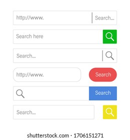 Collection of search bar templates on white background for design and website. Address search and navigation bar icon. Vector illustration EPS10