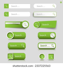 Colección de botones web de búsqueda en vector de diseño verde