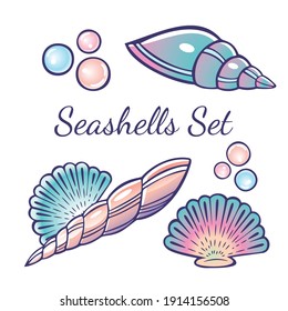 Collection of seashells. Marine set. Perfect for invitations, greeting cards, posters, prints, banners, flyers etc