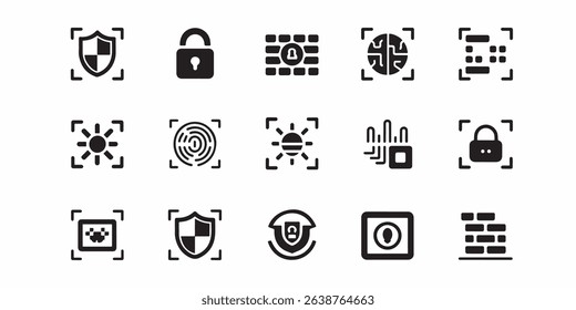 Collection of Security Icons  Illustrating Protection Privacy and Access Control for Websites Apps and Software Designs