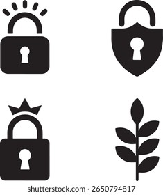 A Collection of Security and Nature Icons Symbolizing Trust Protection and Growth Within a Modern Design Aesthetic