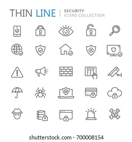 Collection of security thin line icons