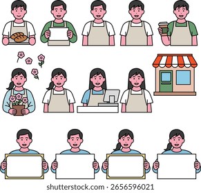 Una colección de ilustraciones de autónomos