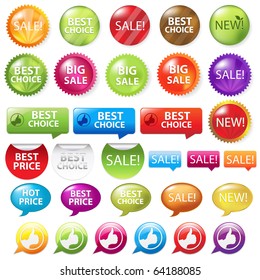 Collection Of Selling Badges, Isolated On White Background, Vector Illustration