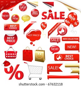 Collection Of Selling Badges, Isolated On White Background, Vector Illustration