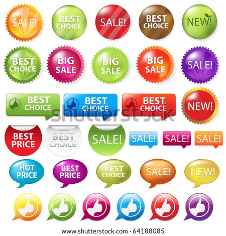 Collection Of Selling Badges, Isolated On White Background, Vector Illustration