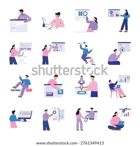 Collection of SEO Flat Style Illustrations

