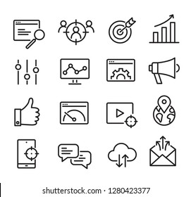 Collection of SEO icons - can be used to illustrate topics about SEO optimization, data analytics, website performace