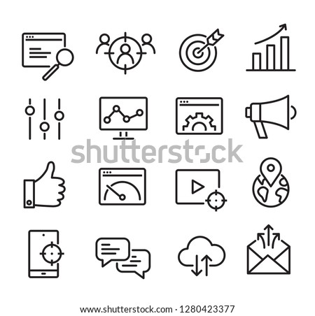 Collection of SEO icons - can be used to illustrate topics about SEO optimization, data analytics, website performace 商業照片 © 