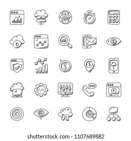 Collection of Seo and Marketing Doodle Icons
