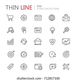Collection of seo thin line icons