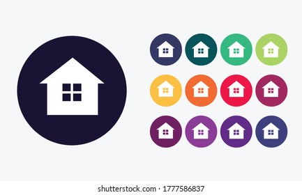 Collection set of 13 home button icons.