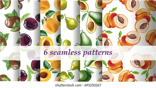 Collection set of 6 bright fruit patterns