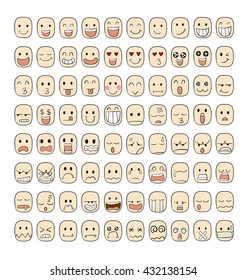 Collection set of 80 face emotions