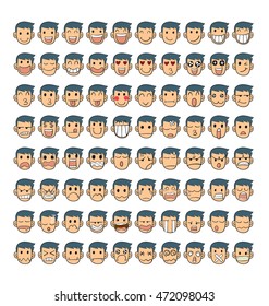 Collection set of 80 face emotions