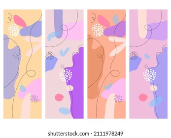 A collection of set abstract background. Hand drawing various shapes and doodle objects. Trendy modern contemporary vector illustration.
