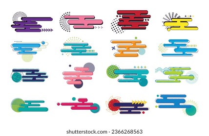 Collection Set of Abstract Geometric Rounded Line Liquid Element Background 