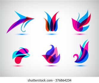 Collection, Set Of Abstract Symbols Isolated On White Background - Vector Illustration, Graphic Design Editable For Your Design. Logo Flat Symbols. Spa, cosmetics logos. 