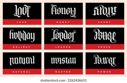 Collection set of ambigram words.