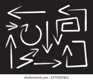 Collection set arrow Illustration hand drawn black and white premium vector