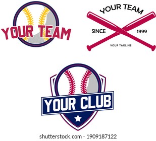 Collection of set of baseball logo vector graphic illustrations. Retro Logo, Vintage Logo Design Template Inspiration