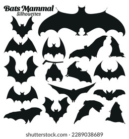 Collection set of Bat silhouettes vector illustrations