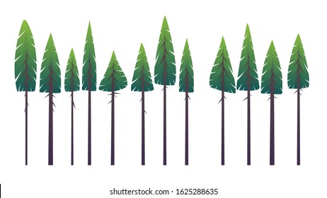 Collection set of beautiful Christmas fir trees , modern cartoon different flat design isolated on a white background . vector illustration eps 10