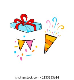 Collection set birthday element for logo, banner or postcard designs
