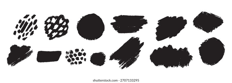 collection set of black paint ink brush strokes lines 