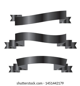 Collection set of Black ribbon tapes isolated on white background. vector