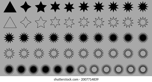 Kollektionsset, schwarzer Stern, Vektorgrafik einzeln auf grauem Hintergrund
