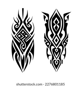 A collection set of black and white Hand drawn tribal tattoo designs that evoke a sense of cultural heritage and traditional art