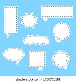 Kollektionssatz leerer schwarz-weißer Hand Zeichnen Sprechblase Ballon, Thread-Sprechtext-Box, Banner, flache Vektorgrafik-Design