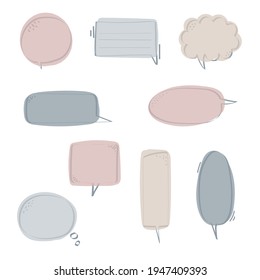 collection set of blank  black and white hand drawing speech bubble balloon, think speak talk text box, banner, flat vector illustration design