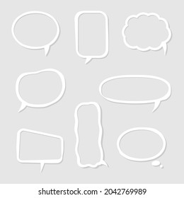 collection set of blank  black and white hand drawing speech bubble balloon, think speak talk text box, banner, flat vector illustration design