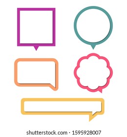 collection set of blank colorful speech bubble balloon, think, speak, talk, text box, banner, flat design, vector illustration