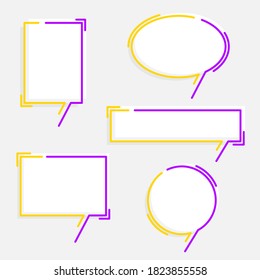 collection set of blank hand drawing speech bubble balloon, think speak talk text box, banner, flat vector illustration design