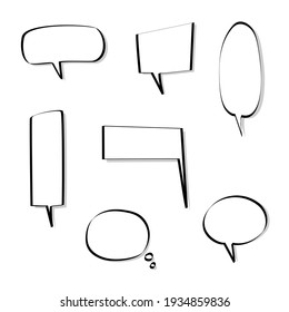 Collection Set Of Blank Speech Bubble Balloon, Think, Speak, Talk, Text Box, Banner, Flat, Design, Vector Illustration