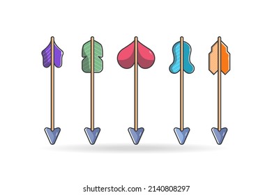 Collection set of bow and arrow illustrations with different shapes
