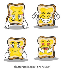 Collection set bread character cartoon