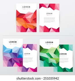 collection set of brochure covers and letterhead template mockups for corporate visual identity- business presentations in modern trendy low polygon style- triangular geometric composition design