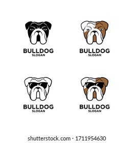 collection set bulldog dog head logo icon design wear sunglasses