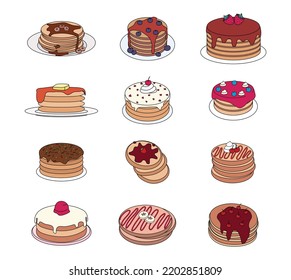 collection set of cakes and sweet