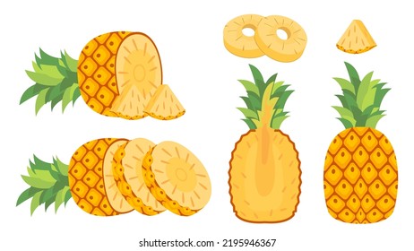 Conjunto de colecciones de dibujos animados de frutas piña objeto