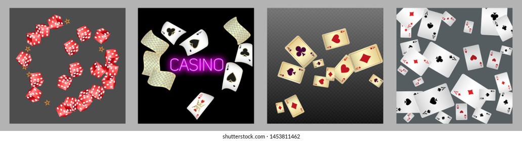 Collection set with Casino background. Vegas signs. Patterns for ads of parties, events in Vegas.