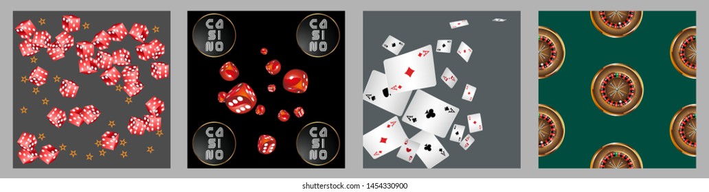 Collection set with Casino background. Vegas signs. Patterns for ads of parties, events in Vegas.