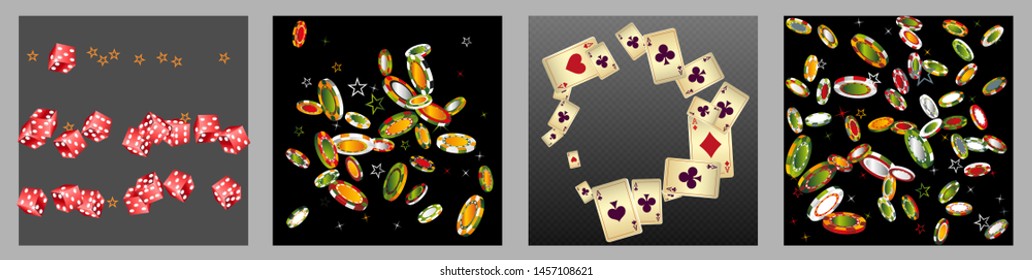 Collection set with Casino background. Vegas signs. Patterns for ads of parties, events in Vegas.