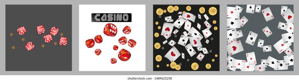 Collection set with Casino background. Vegas signs. Patterns for ads of parties, events in Vegas.