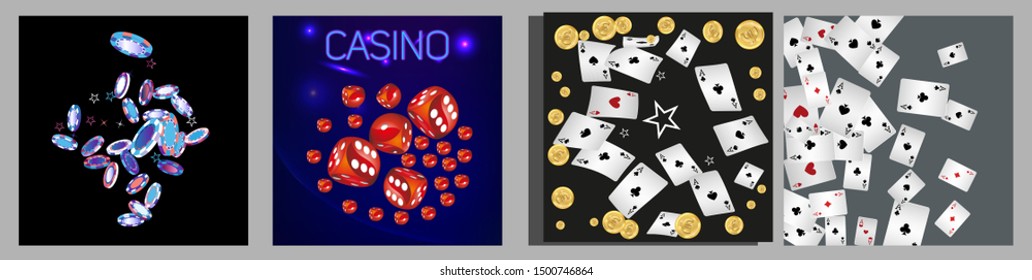 Collection set with Casino background. Vegas signs. Patterns for ads of parties, events in Vegas.